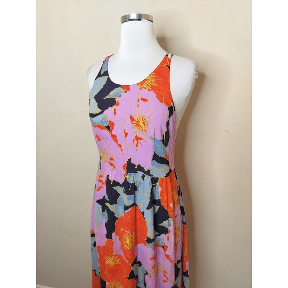 LOFT Floral Maxi Dress Sleeveless Strappy Back - Picture 5 of 12